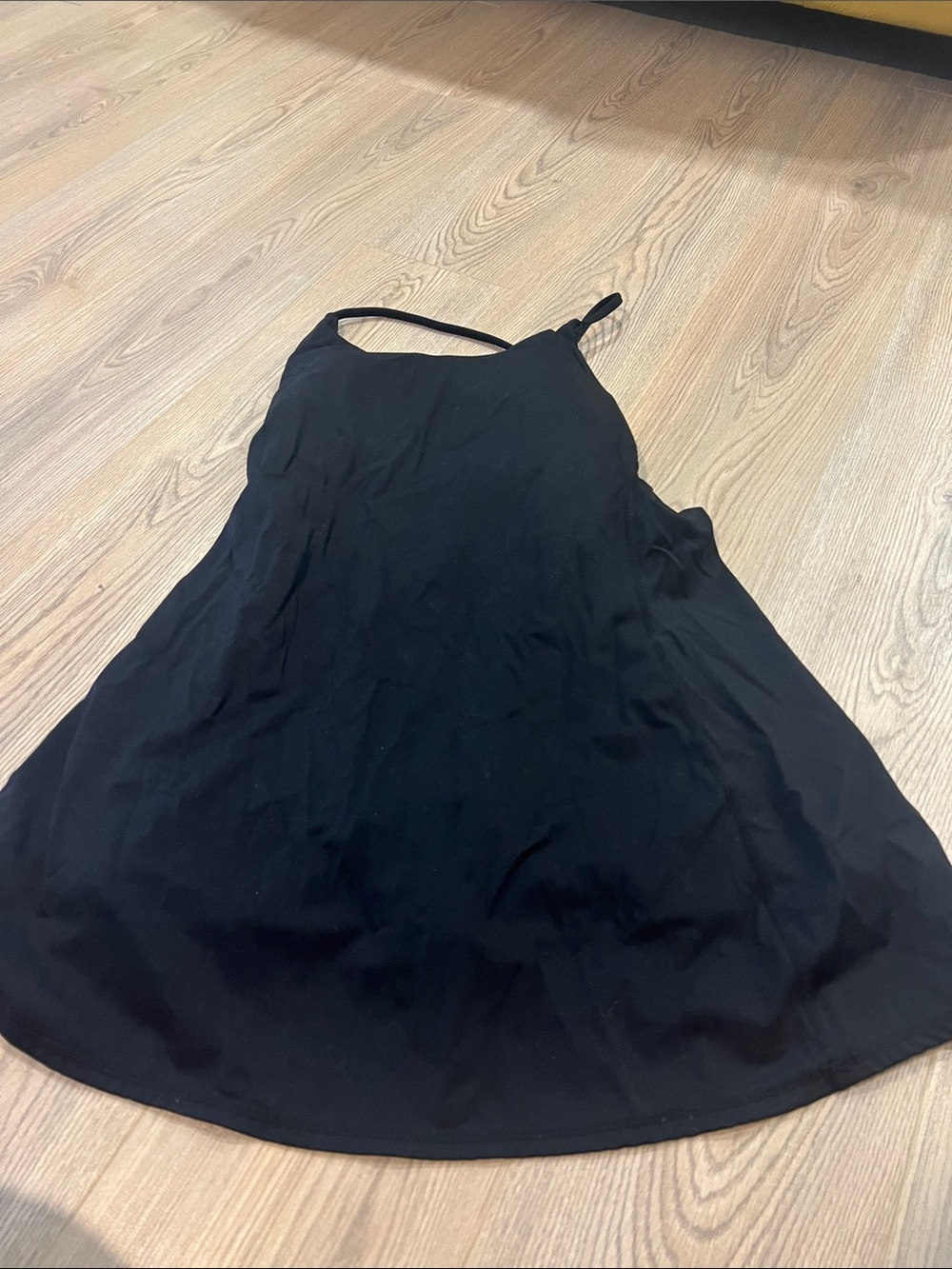 Black Sleeveless A-Line Dress with shorts attached